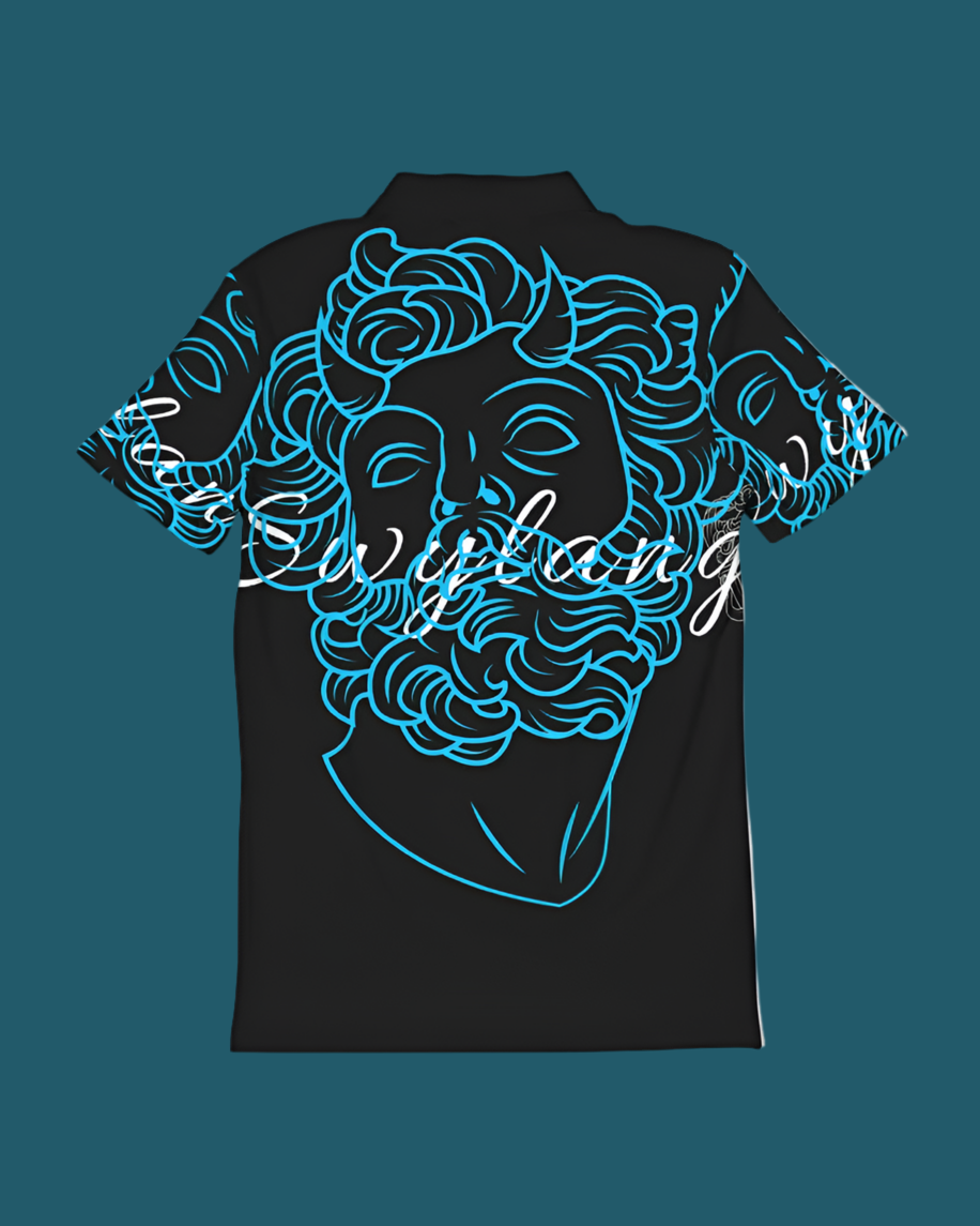Swylang signatures Men's All-Over Print Slim Fit Short Sleeve Polo