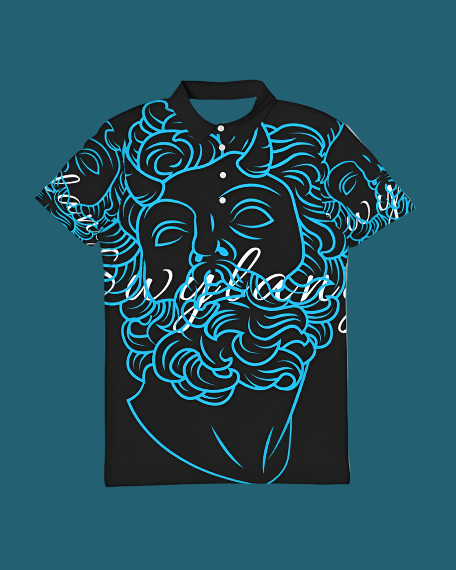 Swylang signatures Men's All-Over Print Slim Fit Short Sleeve Polo