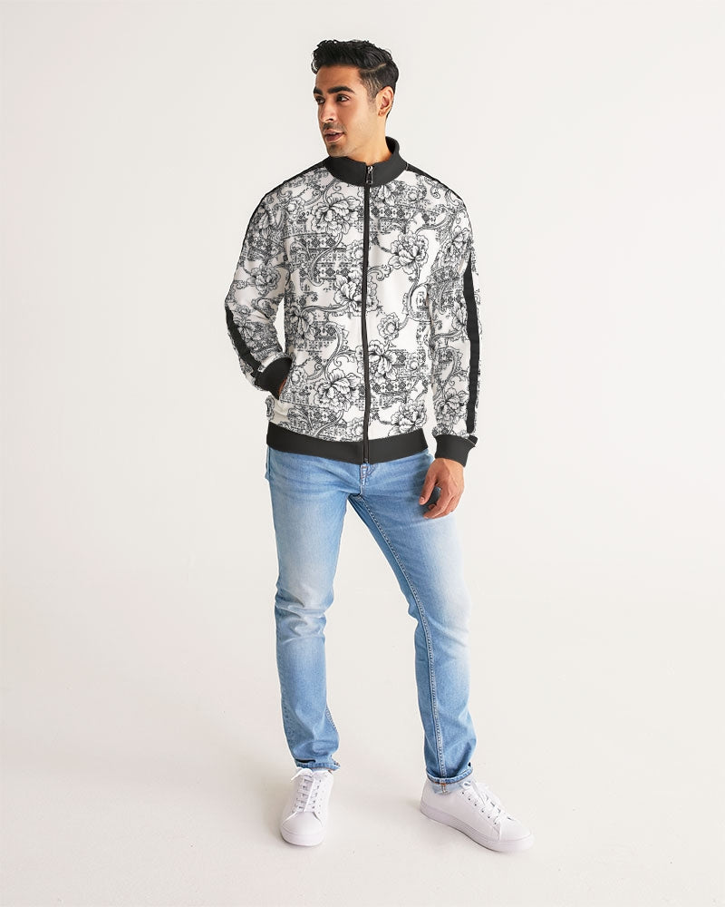 Aztec Floral Men's Stripe-Sleeve Track Jacket