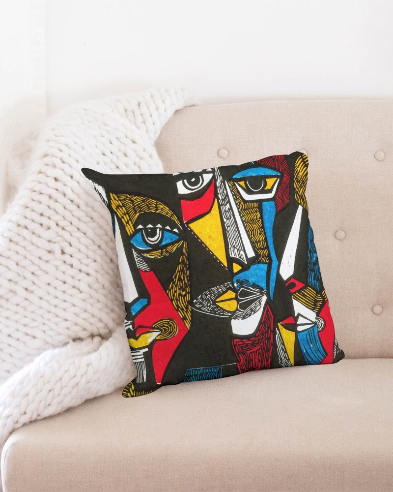 Abstract Face Throw Pillow Case 18"x18"
