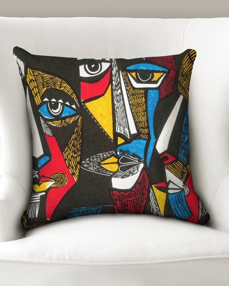 Abstract Face Throw Pillow Case 18"x18"