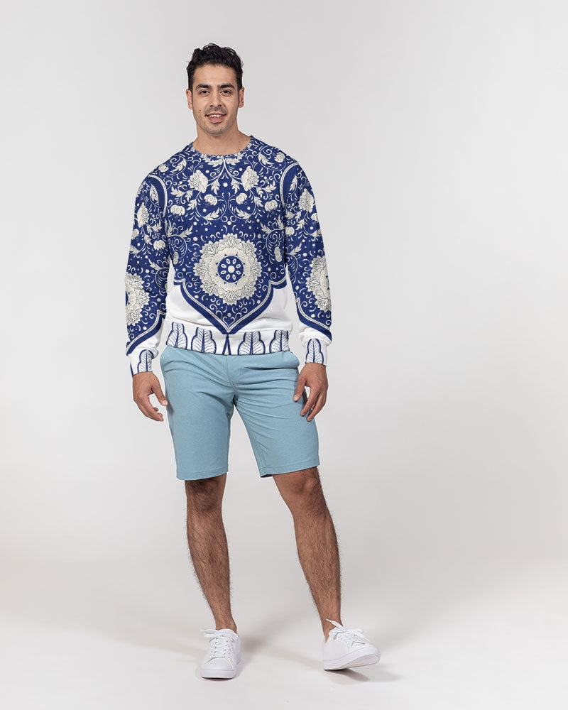 Wealthy Men's All-Over Print Classic French Terry Crewneck Pullover