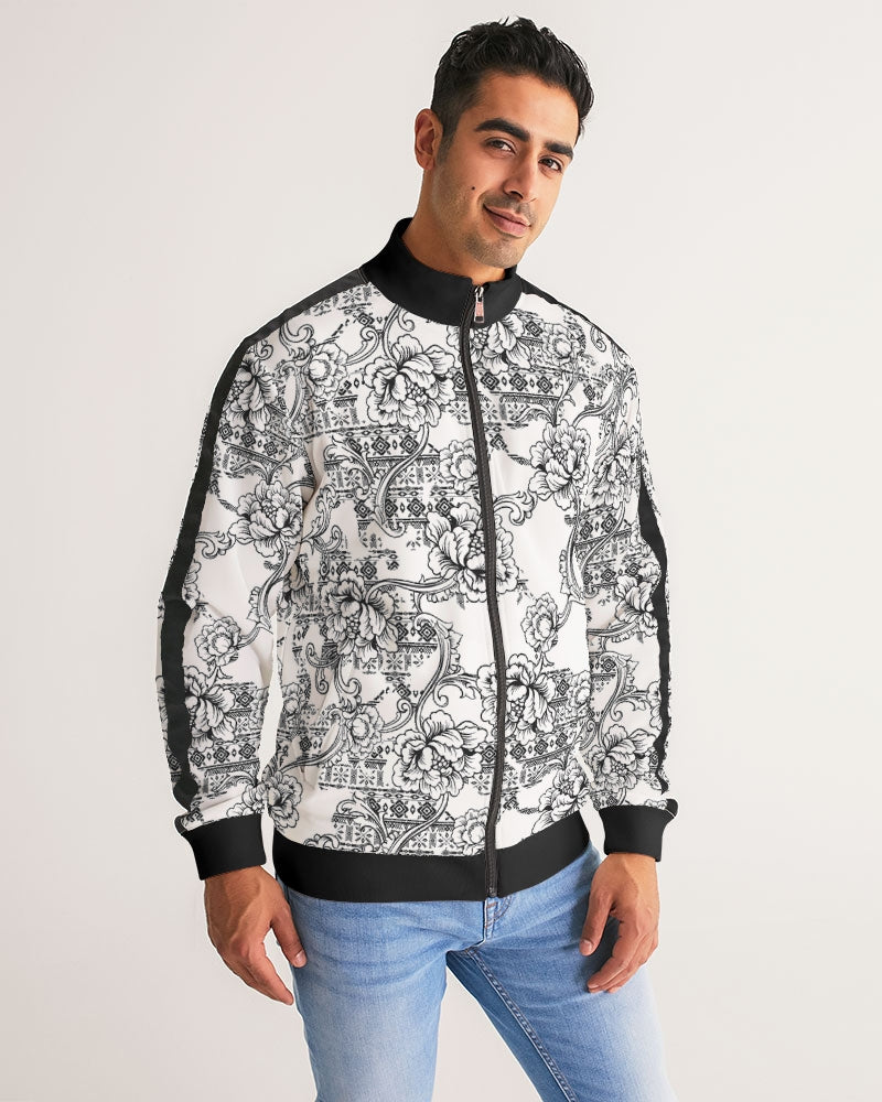 Aztec Floral Men's Stripe-Sleeve Track Jacket