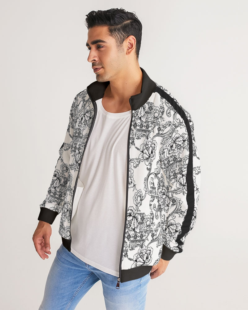 Aztec Floral Men's Stripe-Sleeve Track Jacket