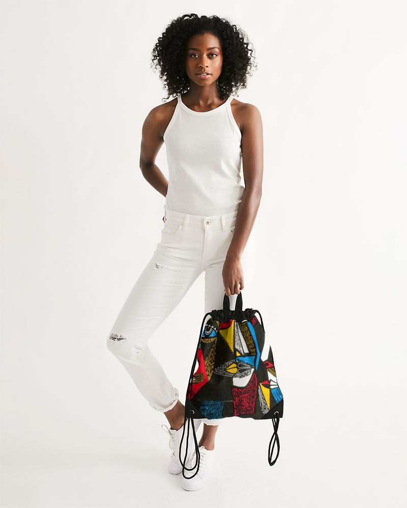 Abstract Face Canvas Drawstring Bag