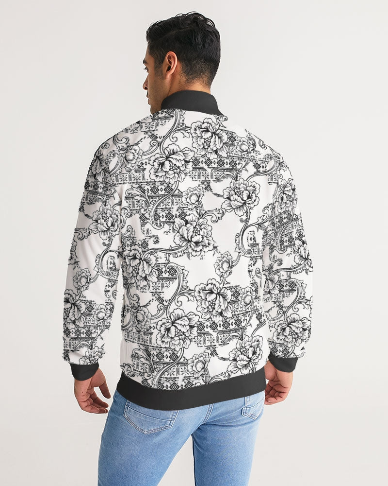 Aztec Floral Men's Stripe-Sleeve Track Jacket