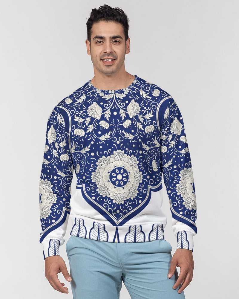 Wealthy Men's All-Over Print Classic French Terry Crewneck Pullover