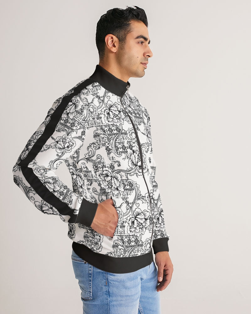 Aztec Floral Men's Stripe-Sleeve Track Jacket