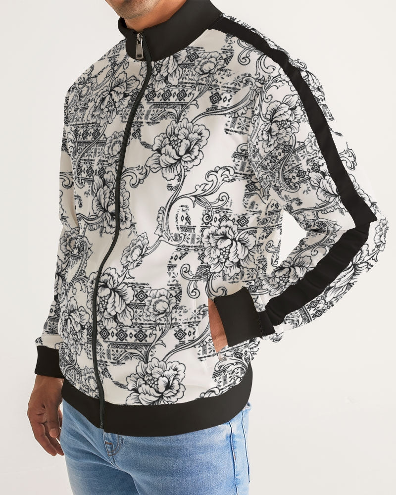 Aztec Floral Men's Stripe-Sleeve Track Jacket