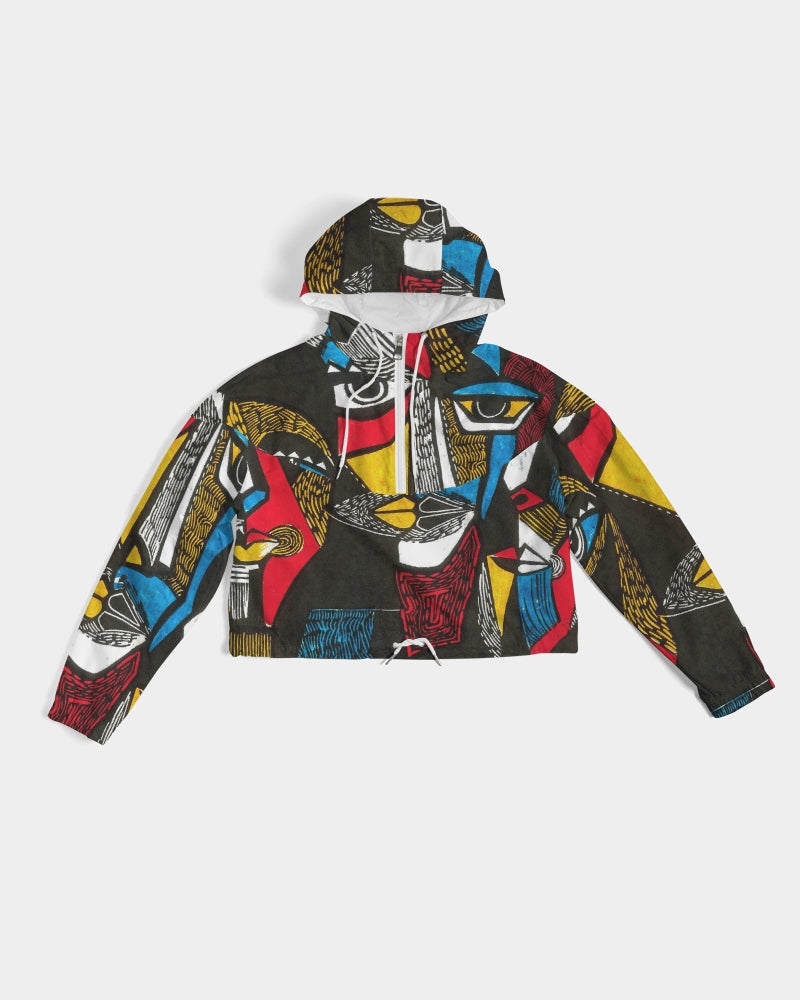 Abstract Face Women's Cropped Windbreaker