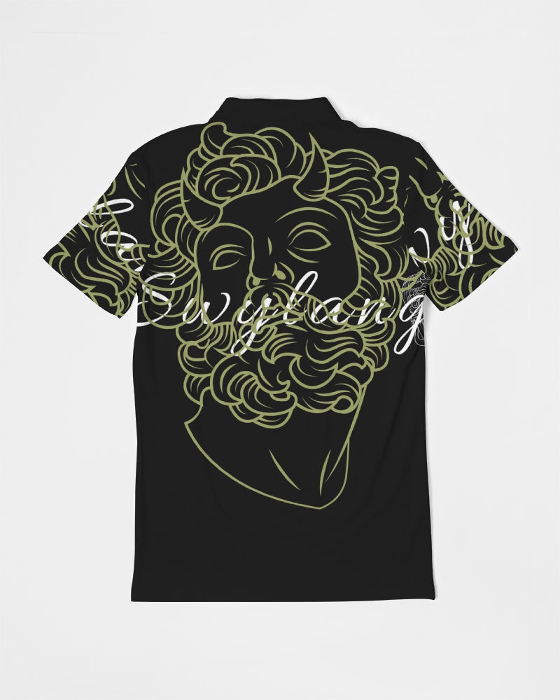 Swylang signatures  Men's All-Over Print Slim Fit Short Sleeve Polo