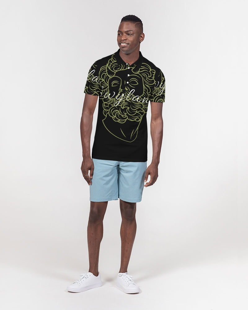 Swylang signatures  Men's All-Over Print Slim Fit Short Sleeve Polo