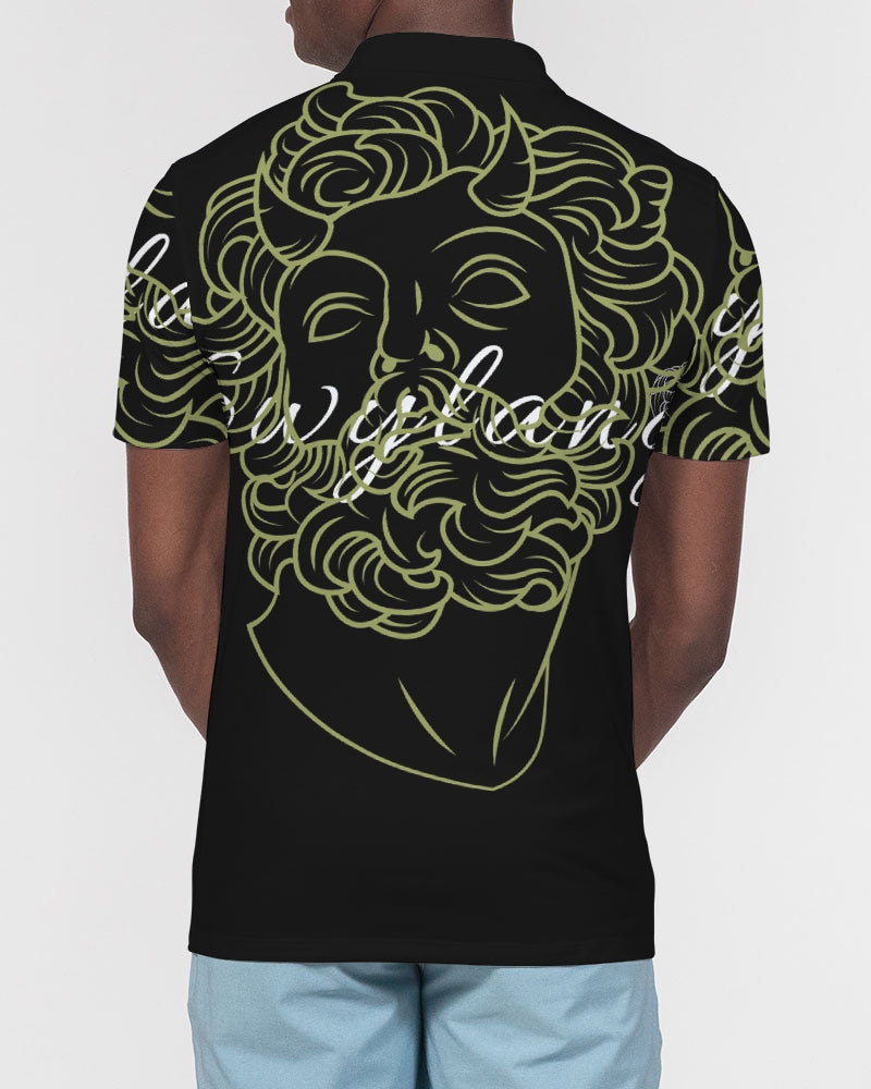 Swylang signatures  Men's All-Over Print Slim Fit Short Sleeve Polo