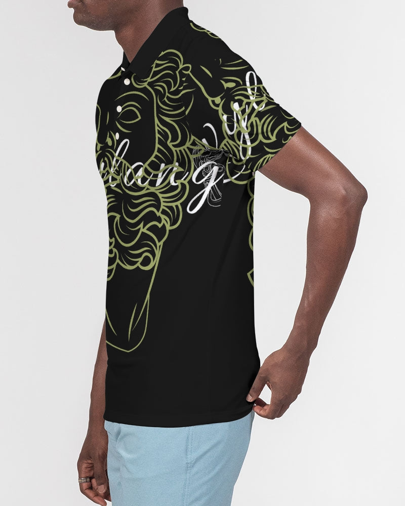 Swylang signatures  Men's All-Over Print Slim Fit Short Sleeve Polo