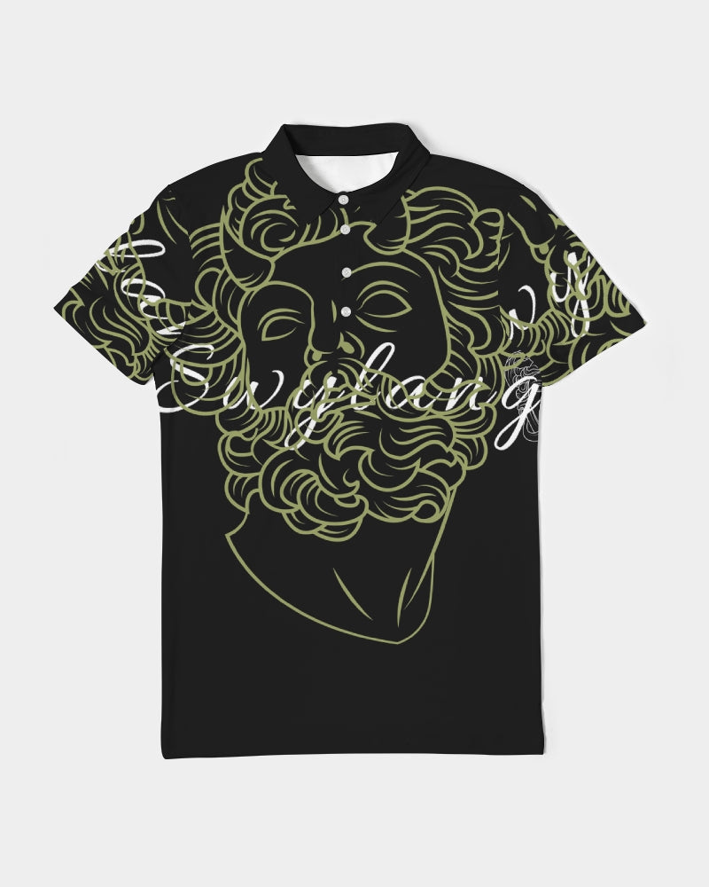 Swylang signatures  Men's All-Over Print Slim Fit Short Sleeve Polo