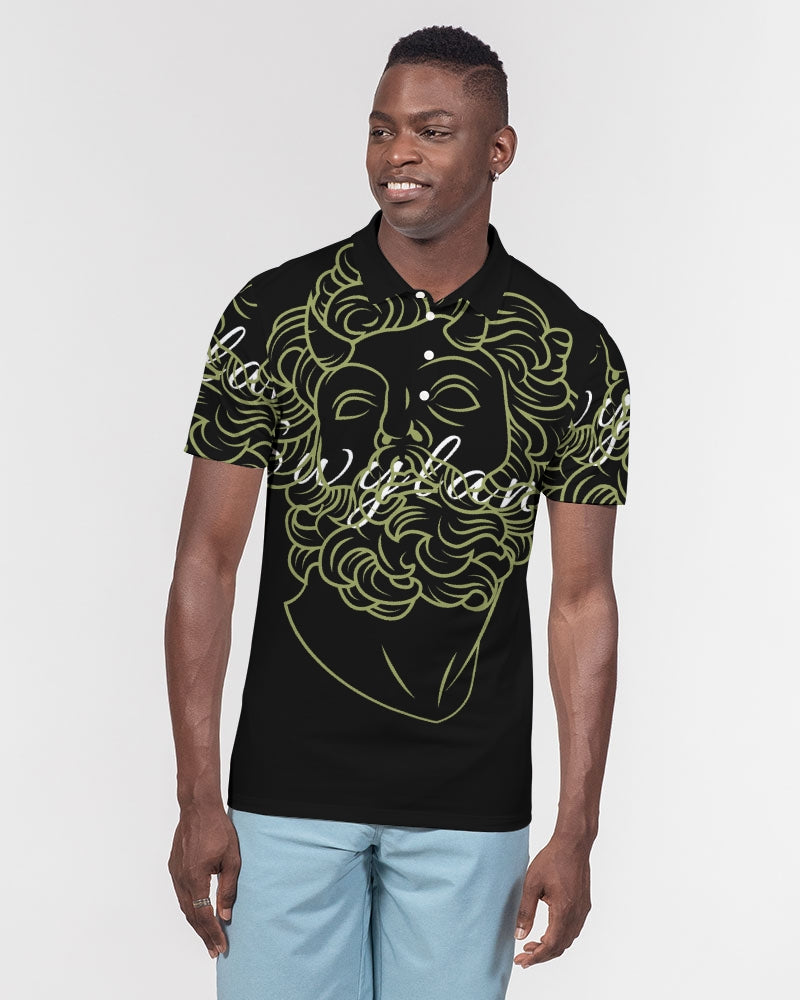 Swylang signatures  Men's All-Over Print Slim Fit Short Sleeve Polo