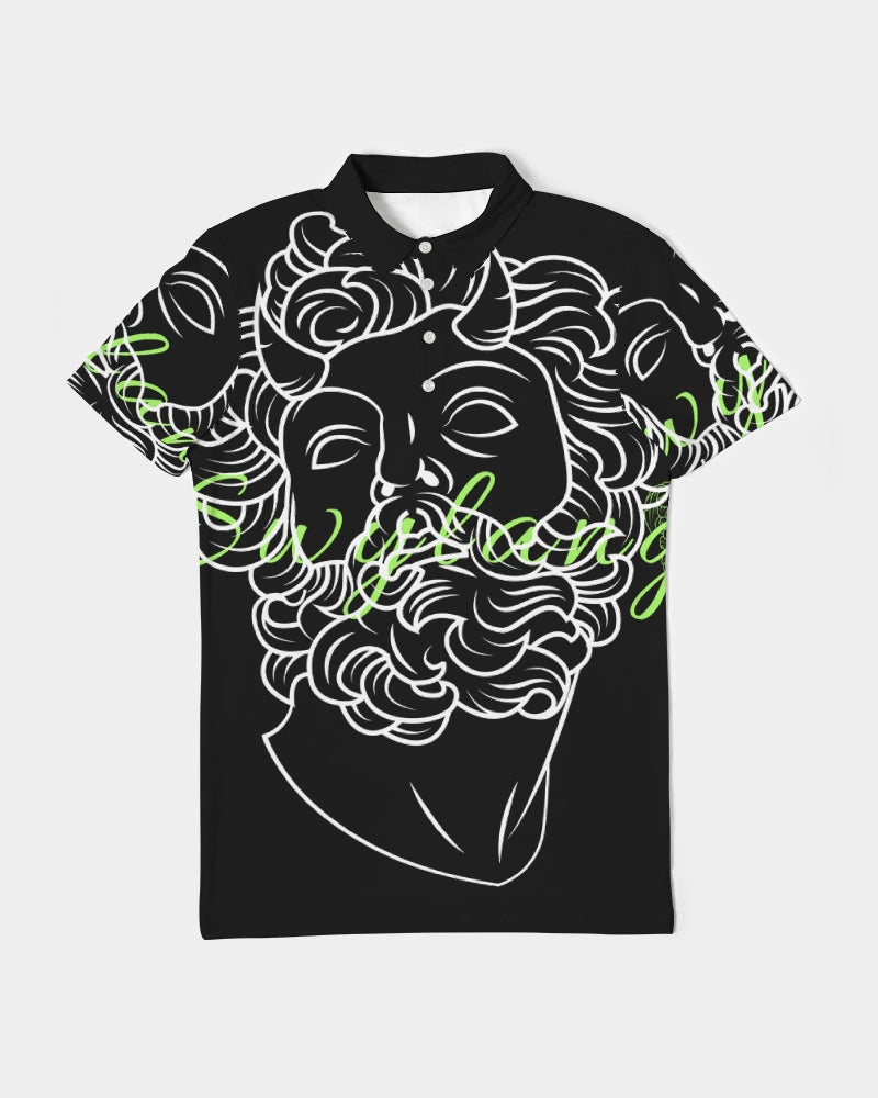 Swylang Men's All-Over Print Slim Fit Short Sleeve Polo