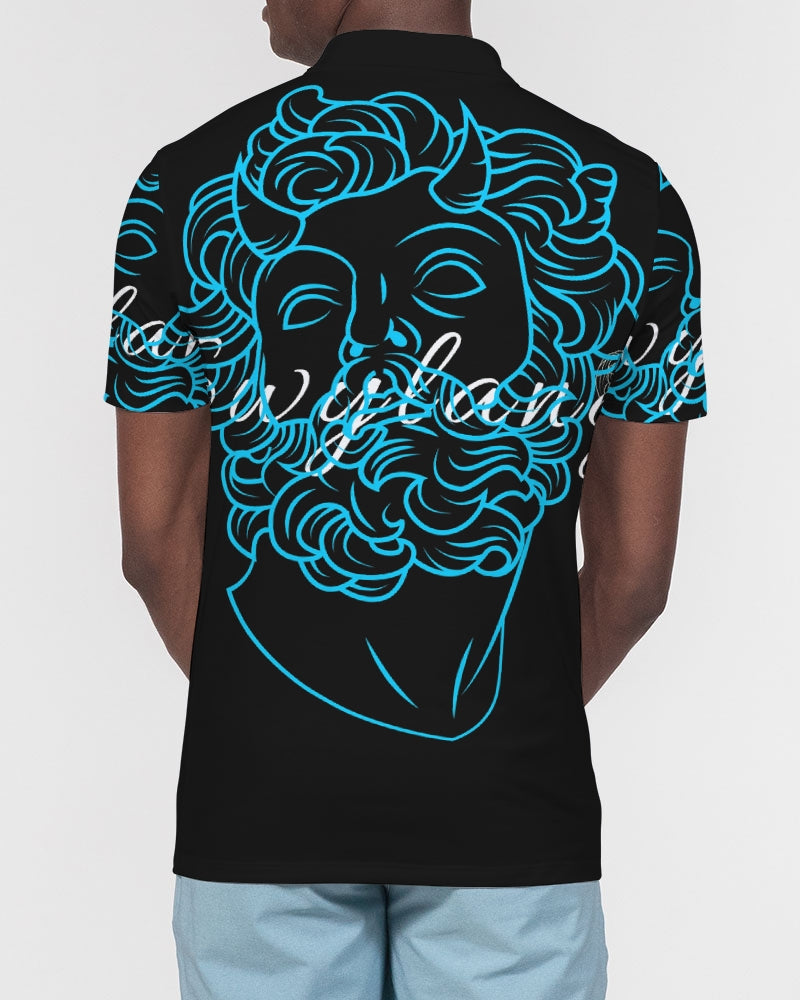 Swylang signatures  Men's All-Over Print Slim Fit Short Sleeve Polo