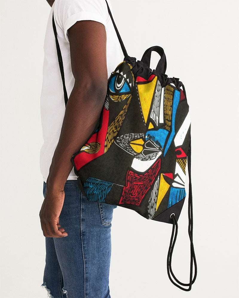 Abstract Face Canvas Drawstring Bag