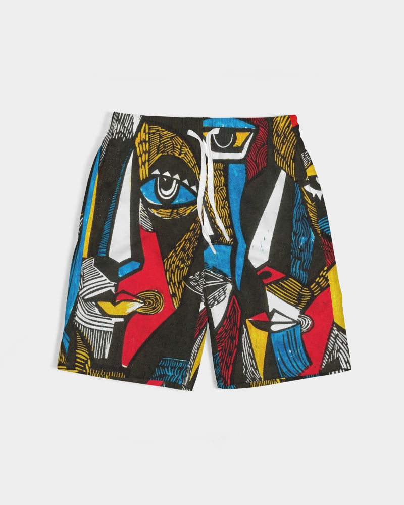 Abstract Face Boys Swim Trunk