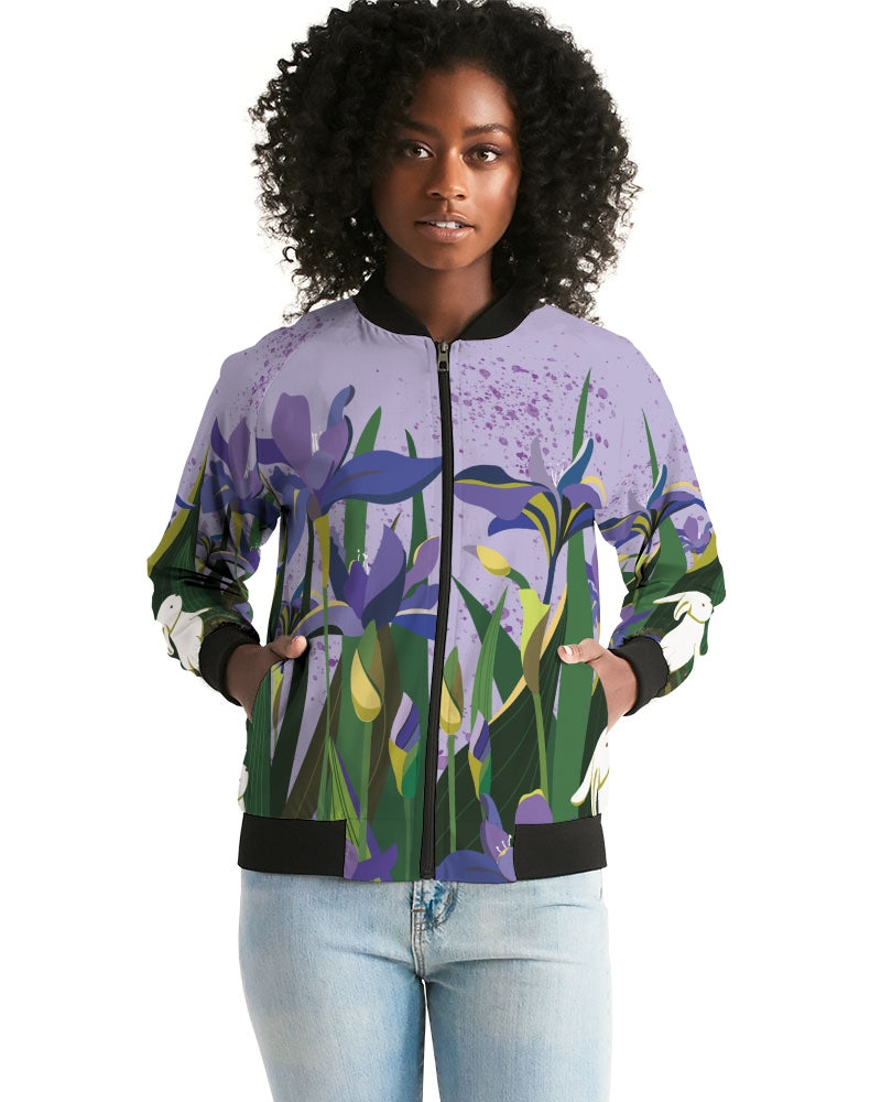 Bunny And Flowers Women's Bomber Jacket