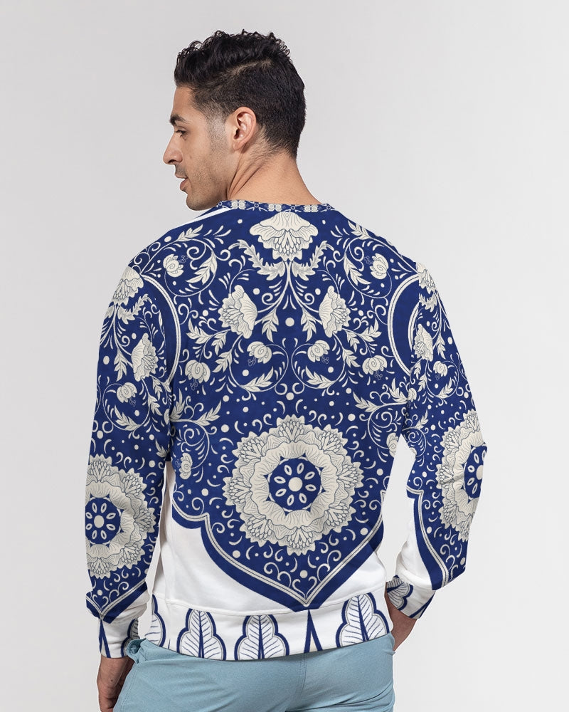Wealthy Men's All-Over Print Classic French Terry Crewneck Pullover
