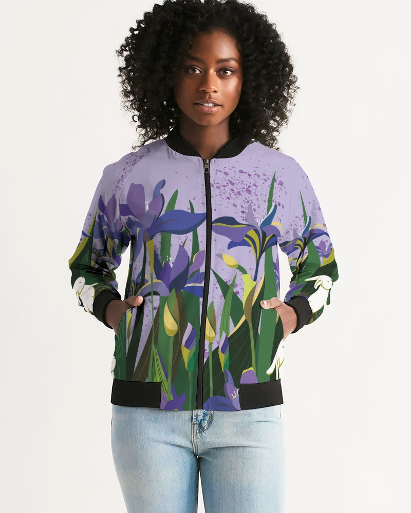 Bunny And Flowers Women's Bomber Jacket